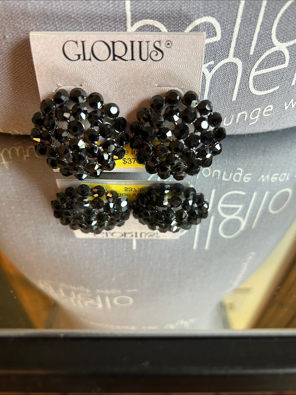 Black Crystal Cluster Stud Earrings
